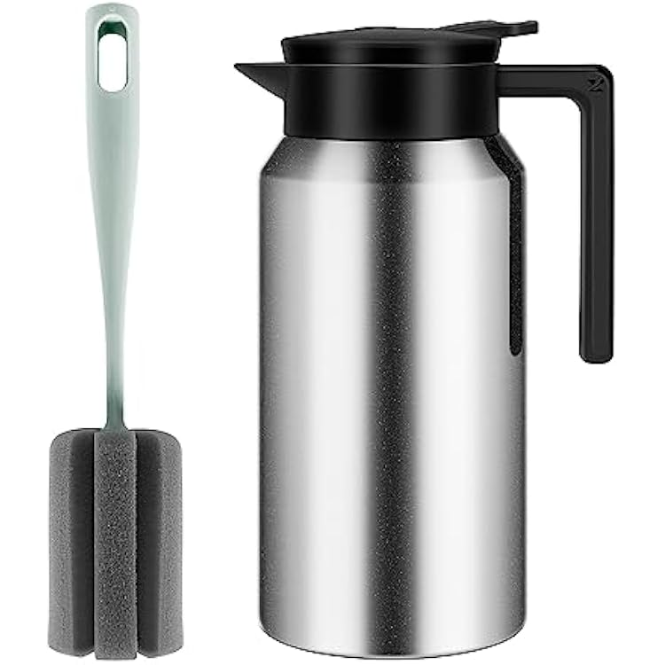 ShineMe Coffee Carafe, 40oz1.2L Stainless Steel Thermal Coffee Carafe for Keeping HotCold, Travel Size Insulated Pitcher for Coffee, Tea, Water, Beverage Dispenser