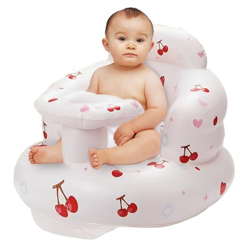 Inflatable Baby Seat for Babies Toddlers Floor Chair Sitting Up Pump Blow Up for Infant Ages 3 6 12 18 24 36 Months Boys Girls Sofa Toys Activity Christmas Stocking Stuffers Lovely Cherry