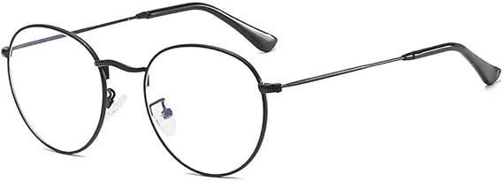Blue Light Blocking Glasses Gaming Computer Phone Screen Eyeglasses for Women Men Anti Eyestrain Non-Prescription Lens Lightweight Slim Round Retro Metal Frame