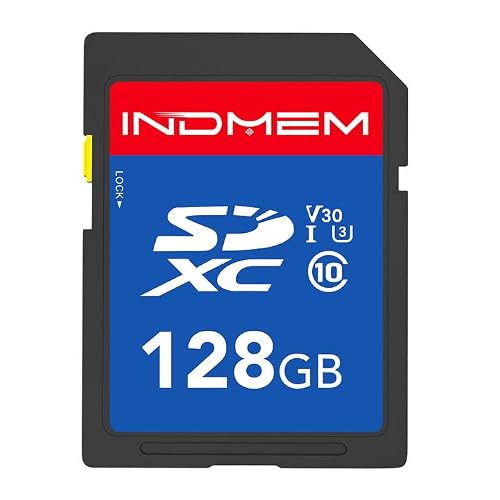 INDMEM 128GB SD Card, C10, U3, V30, High Speed up to 90MS, SDXC UHS-I Memory Cards, Full HD & 4K Video Compatible with Digital Camera, HD Camcorders, DSLR and PC, 128 GB1 Pack