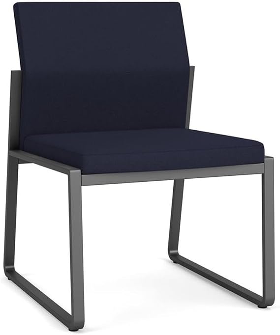Gansett Reception Waiting Armless Guest Chair / Charcoal Steel / Navy Blue