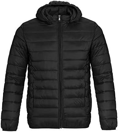 Mens Packable Down-Like Hooded Puffer Jacket