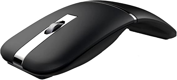 Mikayoo Foldable Arc Wireless Mouse, Bluetooth 5.1 & 2.4G Dual Mode Rechargeable Travel Mouse, Silent Click, 3 Adjustable DPI, Slim Portable Mouse for Laptop, PC, Mac, Office & Travel (Black)