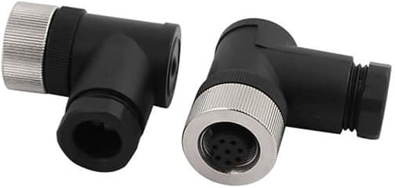 Elecbee 2PCS M12 A-Code 8 Pin Connector Right Angle Female Assembly Plug for 24AWG 0.25mm2 Cable