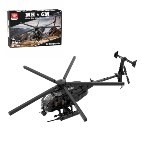 MH-6 Little Bird Helicopter Model Building Kit, Military Series Building Block Set, Creative Interactive Building Toy for Teens and Up 595PCS