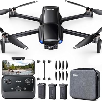 Ruko U11MINI 4K, Drones with Camera for Adults 4K Video 8K Photo, Under 249g, 3-Axis Gimbal, 20000ft FPV Transmission, AI TakeoffLanding, Auto Return, GPS with Beeper, TOF, Beginner 96-Min Flight