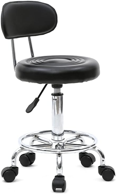 Henf Multi-Purpose Salon Massage Stool with Back Cushion and Wheels Rolling Adjustable Hydraulic Office Drafting Chairs Facial Spa Tattoo Stools Chairs,Black