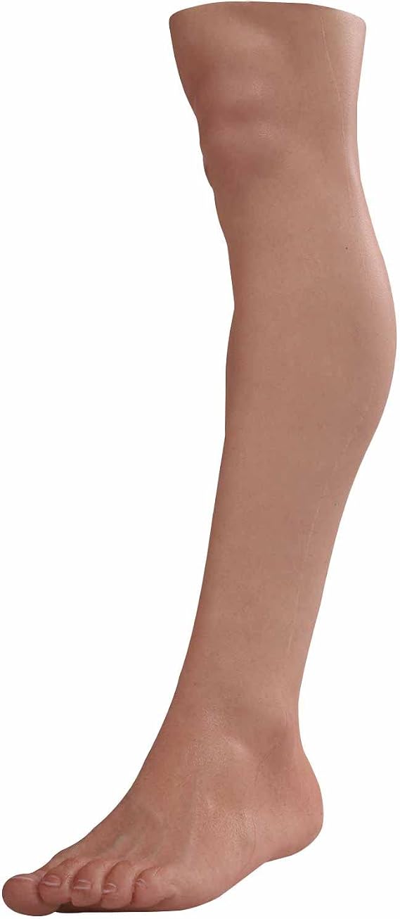 Left Leg Silicone Men Foot Gloves Realistic Prosthetic Artificia Feet Sleeve Legging Cover Scars Fake Leg for Halloween