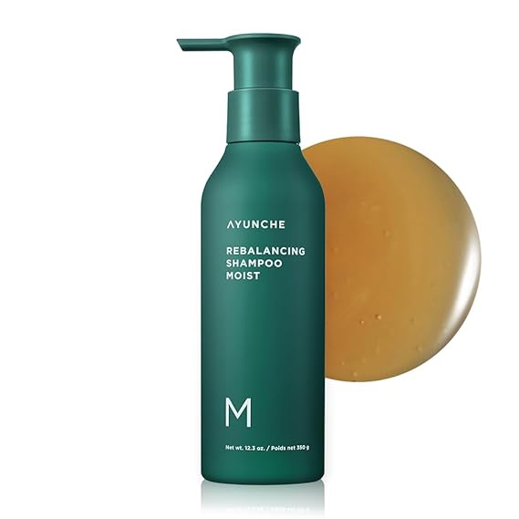 AYUNCHE Rebalancing Shampoo Moist 11 fl. oz. [For Dry Scalp] | Soft & Moisturizing Cleansing Shampoo | Strengthen and Protect Weakened Hair Roots | Korean Salon Brand