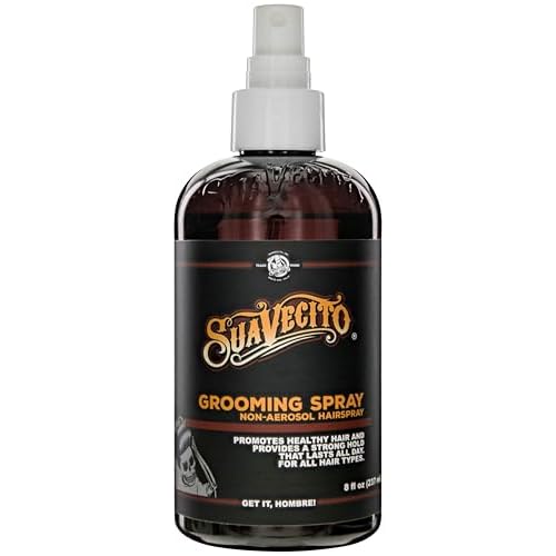 Suavecito Grooming Non-Aerosol Hairspray for Men - 8 oz - Classic Barber Scent, Medium Shine, Strong Hold Hair Spray - Works on all Hair Types & Textures