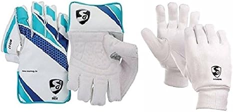 SG Combo of Two, one Pair of 'Club' Cricket Wicket Keeping Gloves and one Pair of 'League' Inner Gloves (Men's) Cricket Kit