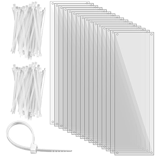 Sweetude 16 Pcs Pet Cage Liner 14 x 4.5 Cage Urine Guard Side Lining Clear Sheet Rabbit Guinea Pig Side Lining with Holes Zip Ties for Hedgehog Hamster Chinchilla Rabbit and Other Small Animals