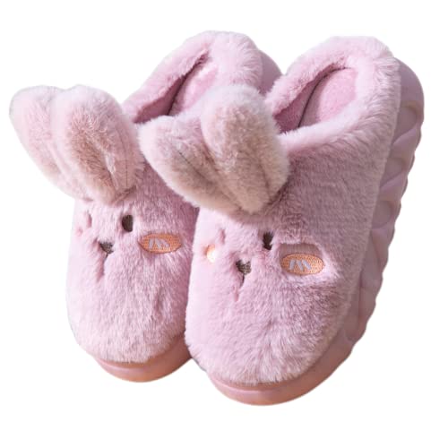 Comfy Womens Cartoon Animal Slippers, Warm and Soft Cotton Slippers,Womens Rabbit Winter Thick Sole Cotton Slippers