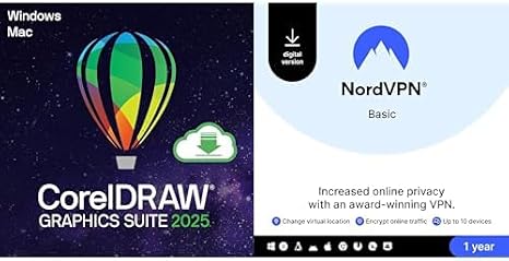 CorelDRAW Graphics Suite + NordVPN Basic, 10 Devices