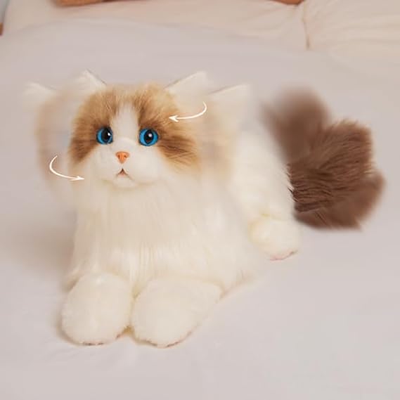 Chongker Interactive Ragdoll Cat, Realistic Plush Cat with Meow, Purr and Heartbeat, Movable Head and Tail, Ideal Pet Alternative