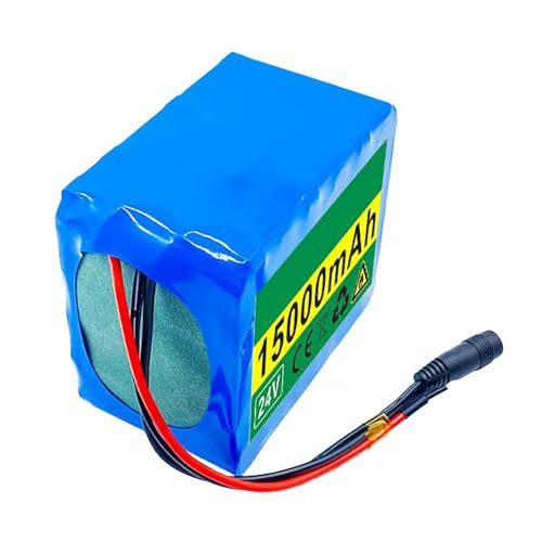 Lithium Battery Pack 24V 15Ah for Electric Bikes, Waterproof Rechargeable Li-ion with BMS and Charger