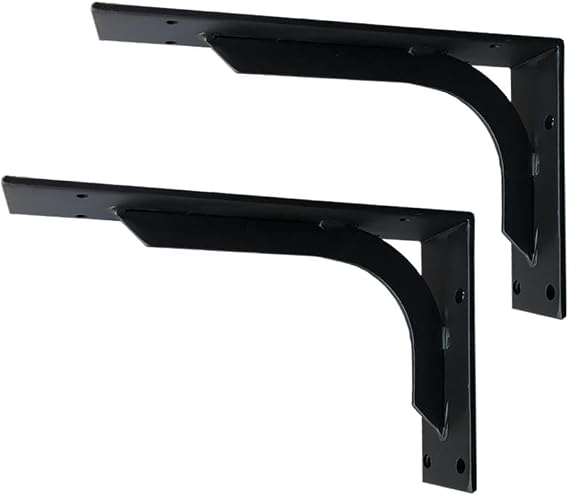Luminexia 2pcs Heavy Duty Shelf Bracket,Right Angle Shelves Brackets,Metal Shelf Brackets,Floating Shelf Brackets,Wall Mounted Metal Shelf Support,Industrial Shelf Brackets,Matte Black Finished.