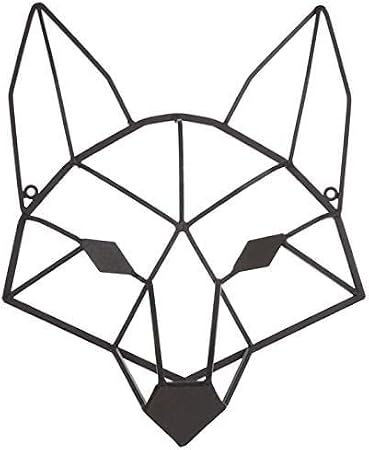 Everydecor Brown Geometric Fox Head Metal Wall Art Decor for Home Office Kitchen Living Room Bedroom Farmhouse Indoor and Outdoor Fox Sign Decoration
