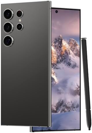 Unlocked Cell Phones C24 Ultra Smartphone Android 13 Phones 8GB256GB6.8 HD ScreenDual SIM108MP48MP Camera6800 mAhBuilt-in Pen Black