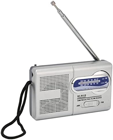 Emergency Radio, Portable AM FM Transistor Radio with High Sensitivity and Long Battery Life for Camping Travel Parents Gift Silver Gray