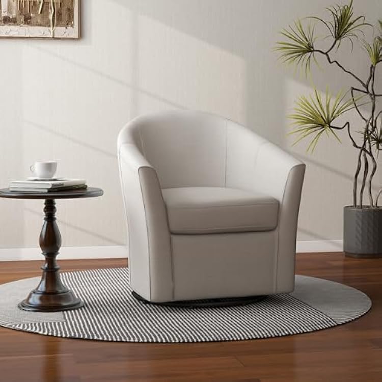 Lumibee Linen Armchair Swivel Barrel Accent Chairs for Living Room 1-Piece - Beige