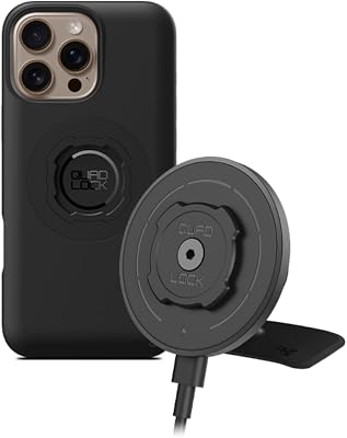 Quad Lock Adhesive DashboardConsole Car Phone Holder Kit with MAG Wireless Charging Head V2 and MAG Phone Case for iPhone 16 Pro Max