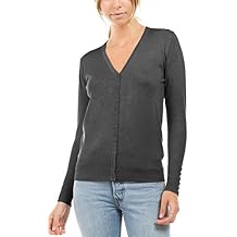 Cielo Women's Regular Solid Long Sleeve Cardigan with Decorative Buttons