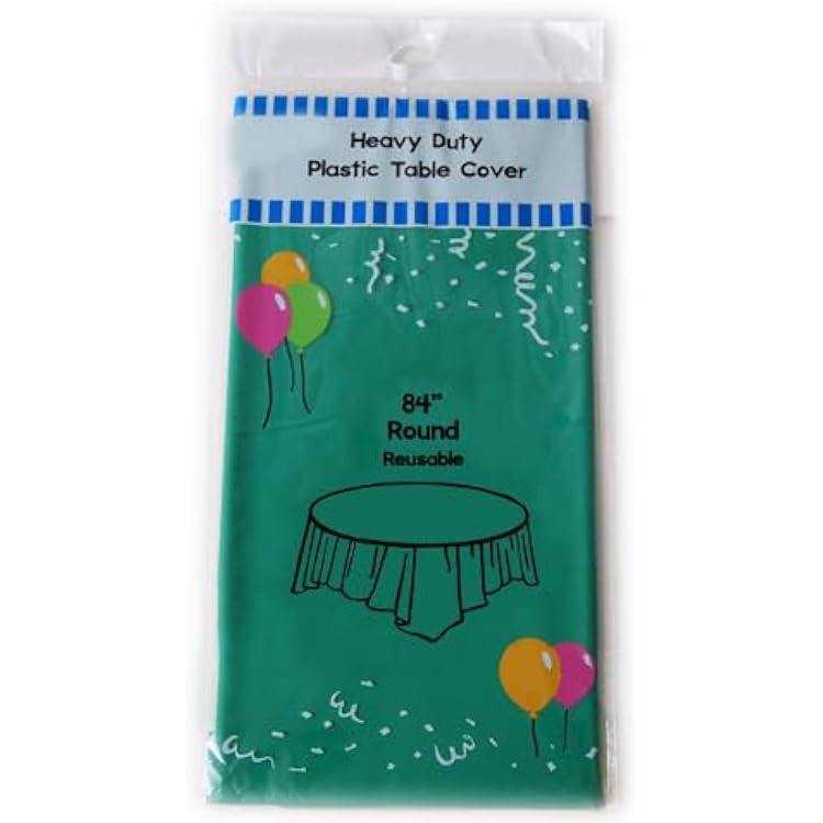 12-Pack Emerald Green Round Plastic Table Covers 84D Tablecloth Reusable