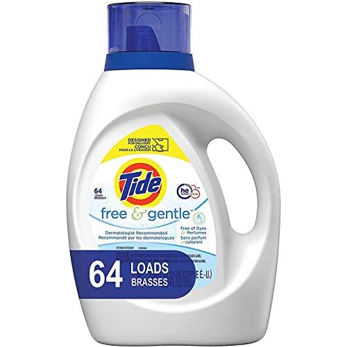 Tide Free & Gentle, HE Turbo Clean Liquid Laundry Detergent 64 loads, 100 fl oz Pack of 4 Packaging May Vary