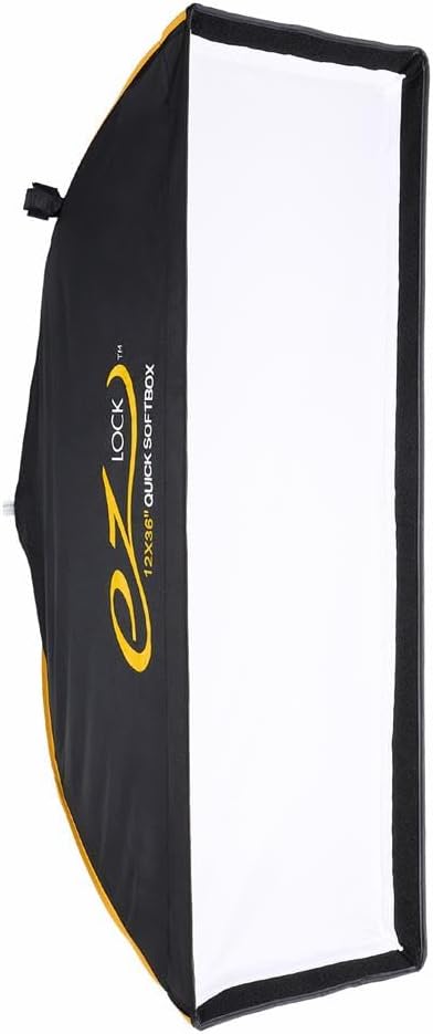 Glow EZ Lock 12x36 Quick Strip Rectangular Bowens Mount Softbox w/External & Internal Diffusers, Deflector Disk, Eggcrate Grid, Soft Box Speedring Adapter for Studio Speedlight Lighting