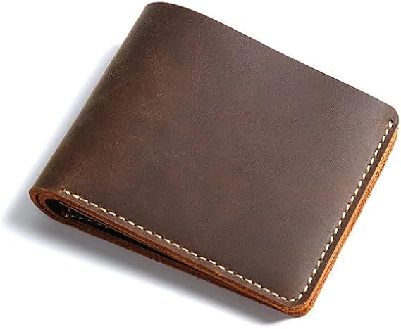 Crazy Horse Leather Wallet For Men - RFID Protection Business Card Holder Wallet - Men's RFID Blocking Bifold Wallet - Men's Leather Wallet