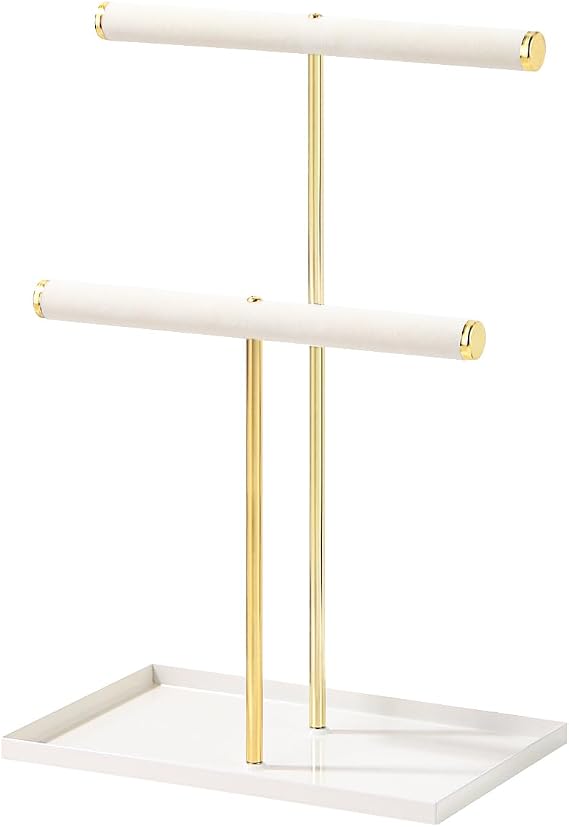 Jewelry Holder,Necklace Bracelet Display Stand (Beige, 2 Tier)