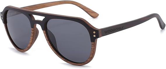 Aviator Glasses Wooden Polarised Sunglasses – Fashion Style Wooden Sunglasses with Bamboo Case for Men and Women Perfect Gifts