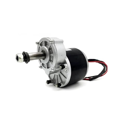 Brushed Motor with Gearbox, 17mm Axle Diameter, 5mm Keyway for Electrical Cart, Wheelchair Bike, 24V 350W