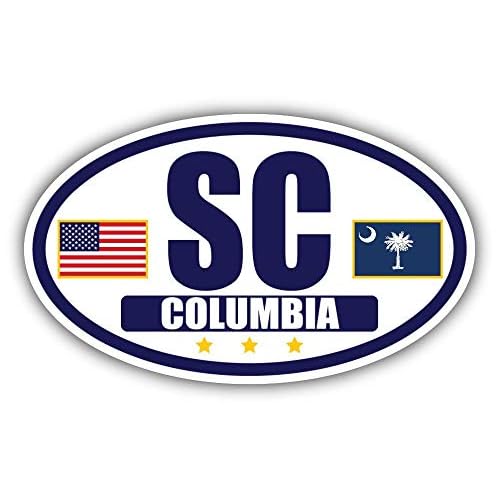 Flag of South CarolinaAmerican Flag Oval 3M Vinyl Bumper Sticker Decal | Navy & Gold Columbia, SC Sticker Vinyl Decal