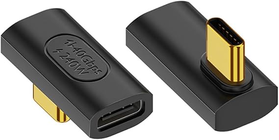 Type-C USB4.0アダプター PD240W 高速充電USB Cオス-メスアダプター Thunderbolt 3 携帯電話/タブレット/ノートパソコンに対応 ホームオフィス 学校 センターベンド 2個パック