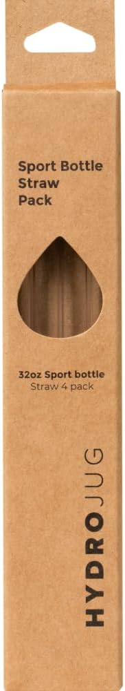 Hydrojug Eco-Friendly Reusable Straws Ideal for 20 oz, 32 oz, 40 oz Travelers & 32 oz Sport Bottles Dishwasher Safe & BPA-Free - 4 Pack