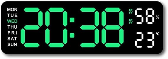 LED Digital Wall Clock - 13" Large Display with Remote Control, Countdown Dimmer, DST, Date, Week, Temperature