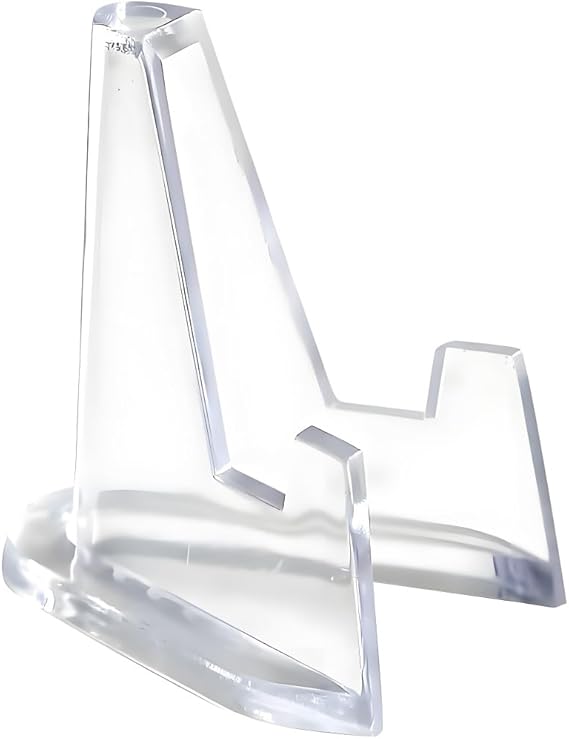 10Pcs Clear Mini Acrylic Easel Coin Display Stand, 2025 Upgraded Acrylic Clear Coin Stands Trading Card Display Stand Mini Card Holder for Cards Coins Medals Handicrafts Collectibles Display 1.42 inch