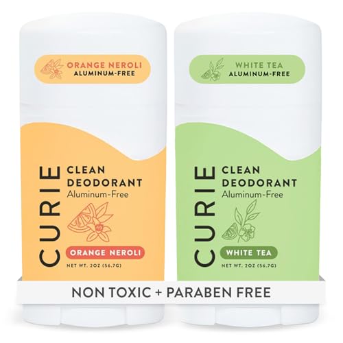 Curie Natural Deodorant for Women - Orange Neroli  White Tea - Aluminum Free, Clean, Sustainable, Vegan Paraben Free 2pk