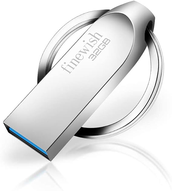 USB Flash Drive 32gb 3.0, Metal Memory Stick 32gb USB 3.0 Pen Drive Portable USB Stick 32 GB With Key Ring for PC Laptop, Computers Tablet, Car Etc (Silver)
