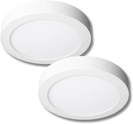 JANDEI - Pack of 2 LED Downlights 18W Round Surface White Light (Equivalent to 140W), Aluminum, Matte White Ring (Neutral White 4200K) Perfect for Kitchens, Living Rooms, bathrooms, Offices, Offices. [Energy Class F]