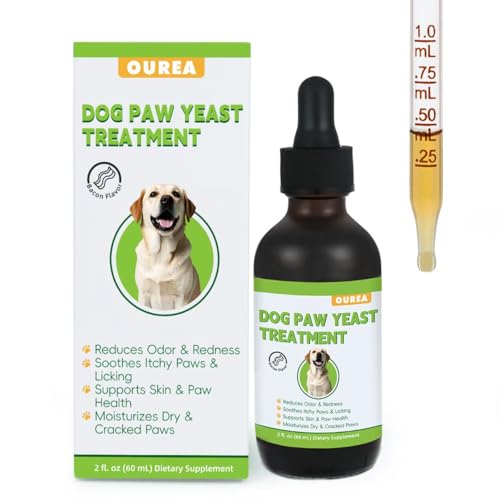 Dog Paw Yeast Care - Supports Itchy, Cracked Paws, Promotes Paw Skin Health, Scratching & Licking - Paws Liquid Supplement for Dogs - 2 fl oz 60ml