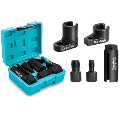DURATECH 5PCS O2 Oxygen Sensor Socket Thread Chaser Set, 38 12 Drive x 78 22mm Oxygen Sensor Remover O2 Sensor Removal Tool Kit