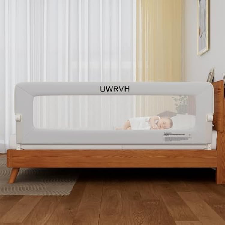 Folding Bed Rail Guard for Toddlers,Safety Toddler Bed Rails,Baby Bed Rails- U-Shape No Drilling Design, Universal Fit for TwinFullQueenKingBunk Beds Grey, 75 L x 28 H