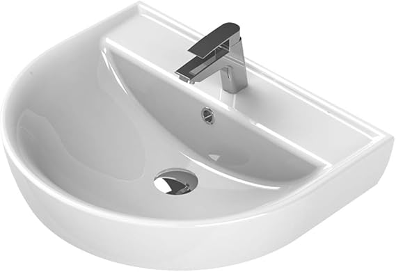 007800-U-One Hole Bella Round Ceramic Wall Mounted Sink, White