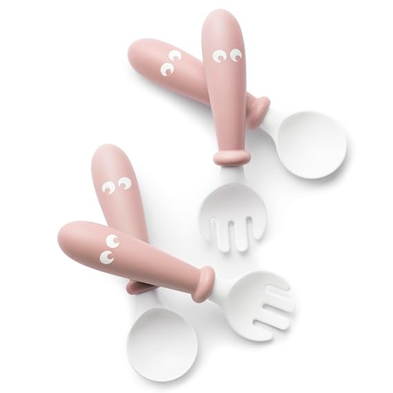 BabyBjorn Baby Spoon and Fork, 4 pcs, Powder Pink