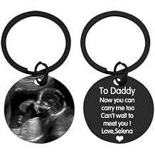 Personalized Photo Keychain for Dad Custom Baby Ultrasound Keychain New Dad Picture Keychain