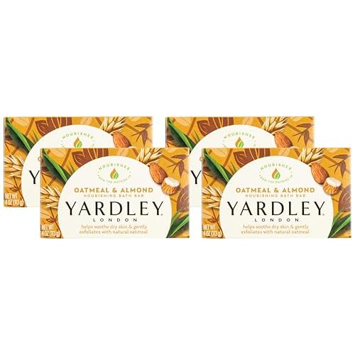 Yardley Oatmeal and Almond Bar Soap, Oatmeal & Almond, 4 Ounce Pack of 4