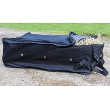 Rolling Bale Bag for Horses, Heavy-Duty Hay Bale Transport with Roller Wheels and Adjustable Straps, Unzips on Three Sides with Handles, Water-Resistant Nylon, Holds Three-Strand Hay Bales